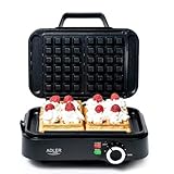 Adler Europe - Kleines Doppelwaffeleisen 2000W - Einstellbare Heizstufe - Zwei klassische Waffeln gleichzeitig - Antihaftbeschichtung - 2 Kontrolllampen - Tiefe Waffelplatten