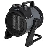 Elektrischer PTC-Heizlüfter 2,0 kW, rund, schwarz DEDRA DED9930C2 mit keramischem Heizelement, für gut isolierte Räume, Thermostat, Überhitzungsschutz, drei Betriebsarten, bis zu 20m2