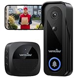 wansview Video Türklingel mit Kamera- 2K Doorbell Camera, Klingel Haustür, Smart Funkklingel Türkamera WLAN Chime Kabellos Akku, PIR Personenerkennung, Nachtsicht, Zwei-Wege-Audio, SD/Cloud-Speicher