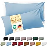 Blumtal Kissenbezug 40 x 80, 2 Stück - Oeko-TEX zert. Kissenbezüge 100% Mikrofaser in extra weich & waschmaschinenfest - Bezug Kissen 40x80 Blau