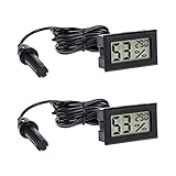 RUIZHI 2 Pcs Thermometer Innen,Thermometer für Innenräume,Mini LCD Digital Thermometer Hygrometer,Thermometer mit Luftfeuchtigkeitsmesser für Reptil Inkubator Aquarium Brutapparate