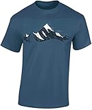 Wander Tshirt Herren : Bergwind - Kletter T-Shirt Männer - Geschenk für Wanderfreunde - Bergsteiger Ausrüstung (Denim Blue XXL)