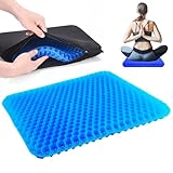 Norhogo Gel-Sitzkissen, Atmungsaktives Dickes Anti-Dekubitus-Gel-Sitzkissen mit rutschfestem Bezug, Gelkissen für Home Office Auto Sitz Rollstuhl, 42x36cm