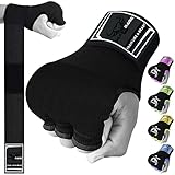 BEAST RAGE Boxbandagen Herren, Gelhandschuhe MMA 75 cm lang Boxbandagen elastisch, gepolstert Gel Innenhandschuhe Boxen, Boxsack, Training Muay Thai, Handbandagen Kinder (Schwarz, L (Adult))