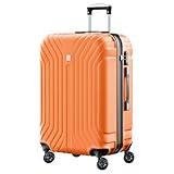 AnyZip Hartschalen-Koffer Rollkoffer Reisekoffer Leicht PC+ABS Erweiterbar Reisekoffer Rollkoffer mit TSA Schloss und 4 Rollen (Orange,L)