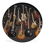 FZQVSGW Gitarren-Wandkunst, Eisenbild, kreisförmiges Veranda-Dekor, Bauernhaus-Metall-Bild, moderne Metall-Wanddekoration für Zuhause, Wand, Badezimmer, Dekoration, 30 x 30 cm