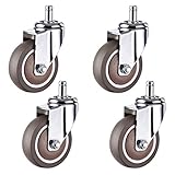 Lenkrollen, 4 x, strapazierfähig, 360 °, Gummi, Bürostuhlrolle, Standardschaft, passend für 2 Zoll Durchmesser, Möbelersatz