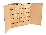Rayher Pappm. Adventskalender, FSC Recycled 100%, 29,6x29,6x6,5cm, Adventskalender zum Befüllen, Schubladenschränkchen zum Bemalen und Dekorieren, 67367521