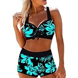 Bikini Damen Set Zweiteilig Sexy Badeanzug Ties-Up Bademode Große Größen Badeanzüge Bikinis für Frauen Mädchen Badebekleidung Bandeau (DE/NL/SE/PL, Alphanumerisch, L, Regular, Regular, Grün)