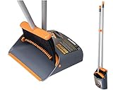Jekayla Besen und Kehrschaufel Set, Kehrmaschine und Kehrschaufel Combo mit 137cm Langem Ausziehbarem Griff für die Haushaltsreinigung, Orange