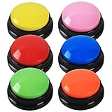 DUBUOZA 6 Stück Buzzer mit Aufnahmefunktion,Haustier Talking Training Antwort Buzzer 30 Sekunden Aufnahme,Hund Intelligenzspielzeug Geeignet für die Ausbildung von Haustieren (6)