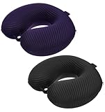 ValueBargain 2 Stück Nackenhörnchen Bezug, Nackenkissen Bezug 30x30 cm U-Form Waschbarer Polyester mit Reißverschluss für Flugzeug, Auto & Büro (Dunkelgrau und Dunkelblau)