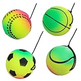 INOOMP 4 Stück Flipper zurück Rücklaufkugel am Handgelenk Sport Handgelenk Bälle zurückkehren Ball Armband Kugel Rücklaufbälle mit Handschlaufe Bälle für Armbänder Armbandbälle Gummi