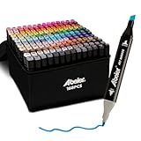 168 Farben Marker Set Filzstifte Set, Alkohol Marker Twin Tip Marker Textmarker Stift Set, Alkoholmarker für Kinder Erwachsene Manga Skizzieren Kalligraphieren, Ausmalen mit Tragetasche