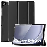 CoBak Hülle für Samsung Galaxy Tab A9+ / A9 Plus 2023 (SM-X210/X215/X216/X218) 11 Zoll, Komplett neues PU Leder Dreifach Falt Klapp Schutzhülle mit Auto Schlaf/Wach Funktion (Schwarz)