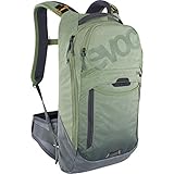 EVOC TRAIL PRO 10l Protektor Rucksack für Trailriding & Renneinsätze (Größe: L/XL, LITESHIELD PLUS Rückenprotektor, extrem leicht, breite Hüftflossen, 3l Trinkblasenfach), Olive / Carbon Grau