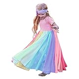 Allence Kinder Mädchen Kleid Regenbogen Kleid Patchwork Prinzessin Kleid Pageant Birthday Party Kleider Tüll Prinzessin Kleid Spitzenkleid Kleidung