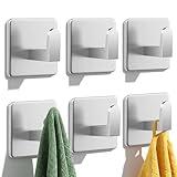 Auxmir Handtuchhaken ohne Bohren, 6 Stück, Handtuchhalter aus Edelstahl Selbstklebend, Besonders Hohe Tragfähigkeit, Funktionale Starke Klebehaken für Bad, Toilette, Küche