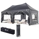 VOUNOT® 3x6m Pavillon Wasserdicht mit 6 Seitenwänden, Faltpavillon Stabil, Partyzelt Winterfest, UV-Schutz 50+, Gartenzelt Faltbar mit 6 Sandsäcken und Tragetasche, Grau