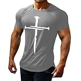 Yowablo T-Shirt Herren Herren Sommer Casual Print T-Shirt Bluse Rundhals Tops (1-Grey, XXXXXXXL)