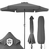 Kingsleeve® Sonnenschirm UV Schutz 80+ Balkon Schutzhülle 330cm Strand Schirm Groß Wasserabweisend Kurbel Aluminium Windöffnung Gartenschirm Anthrazit