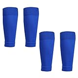 IUHRIE 4 Stücke Stutzen Kinder Fußball,Ohne Socken,Kinder Fußball,Fußballsocken,2 Paar Blau Unisex Ohne Sleeves,für Anfänger und Jugendliche,Herren Abgeschnittene,Jungs,Tutzen,Socks Fussballstutzen