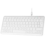 Qulose Kabellose Bluetooth Tastatur, Wiederaufladbare Mini Tastatur Type-C, Funk Tastatur, Ultraslim Ergonomisches Design, Deutsches QWERTZ Layout, für Android/iOS/Windows 11/10/8-Silber