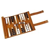 Andux Rollbares Backgammon-Brettspiel Mikrofaser Tragbares Schachspiel PGSLQ-01(Braun)