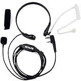 Retevis Funkgeräte Kehlkopfmikrofon Headset 2-pin PTT Kopfhörer Ohrhörer Kompatibel mit Walkie Talkie RT24 RT27 RT622 RT28 RT617 RT618 RT619 RT46 Baofeng BF-88E UV-5R Kenwood (1 STK.)