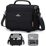 RAINSMORE Kameratasche Spiegelreflex für DSLR/SLR Wasserabweisende Stoßfeste Fototasche mit Regenschutz-Hülle und Verstellbarem Gurt, Schwarz