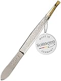 TITANIA Pinzette aus Solingen (8 cm) – Made in Germany – Augenbrauen-Pinzette zur Haarentfernung für Damen & Herren – Spitze gekröpft, vergoldet