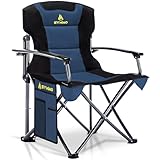 Symino Luxus Campingstuhl Faltbar, Tragbarer Bequem Gepolster Klappstuhl Anglerstuhl Sessel Belastbarkeit bis 150 kg mit Seitentasche für Picknick Outdoor Wandern, Blau
