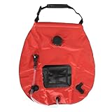 Solar-Duschtasche, Transparente Seite, 20 L, Solar-Camping-Duschtasche mit Griff für Wanderstrand (Rot)