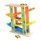 WHAMVOX Mehrschichtiges Rutschauto aus Holz und Kunststoff Farbenfroher Rennbahn schiebewagen für Kleinkinder Motorikförderndes Aktivitätsspielzeug zur Eltern Junge Mädchen interaktion