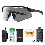 ROCKBROS Polarisierte Fahrradbrille mit 4 Wechselgläser Sonnenbrille Sportbrille für Damen und Herren