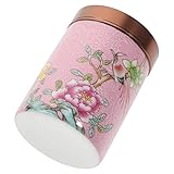 STOBAZA Keramik Teedose mit Metalldeckel Handbemalt Luftdicht Versiegelt Vielseitig für Tee Snacks Kaffee Tragbarer Vorratsbehälter Dekorative Aufbewahrung für Haushalt und Küche