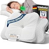 OrthoKomfort® Memory Foam Nackenstützkissen (Getestet & Zertifiziert) – Orthopädisches Kissen für Seitenschläfer & Rückenschläfer | Oeko-TEX, Waschbarer Bezug | Für erholsamen, schmerzfreien Schlaf