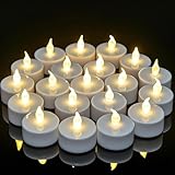 VETOUR Teelichter, batteriebetrieben: 24 Stück, flammenlose LED-Teelichter, elektrisch, sicher, 200 Stunden lang für Halloween, Thanksgiving, Dating, Heimdekoration (warmes Weiß)