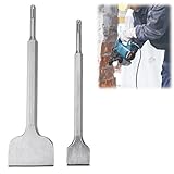 Fliesenmeißel, 2 tlg Fliesenmeißel SDS plus, Flachmeißel SDS Plus 280 x 100 mm, 250 x 40 mm, SDS Plus Meißel Spatmeißel für Fliesen, Beton, Naturstein, Fliesenkleber, Mauerwerk