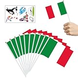 10-Stück Italien Handflagge, Italien Handgehaltene Mini Flagge, Italienische Miniflagge, Italien Flagge,Italien Fahne, Plastikstäbe, Dekoration, Sportaktivitäten, Festivals, Italienische Fans