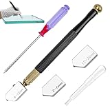 Glasschneider,Glasschneider Fensterglas,Glasschneider Für Dickes Glas,Glass Cutter,Glas Schneider,Mit 3 Hartmetall-Schneidköpfen,Geeignet Zum Schneiden Von Dickem Glas(2mm-20mm)