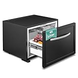 SMETA 45L Camping Schublade Kühlschrank, Absorber Auto kühlschublade Leiser Betrieb, 12V 230V Camper kühlbox für Wohnmobil, Reise, Auto, Boot, LKW, Camping, Schwarz Verstellbare Füße, 0-15°C