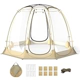 COSTWAY Pop Up Bubble Zelt, transparentes PVC Zelt, 265 x 265 cm Blasenzelt wetterfest für 5-6 Personen, tragbares Campingzelt Outdoor für Garten, Terrasse, Hinterhof