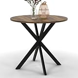 IDMarket - Esstisch, rund, Alix, 4 Personen, Spidenfuß, schwarz und Tischplatte aus dunklem Holz, 80 cm