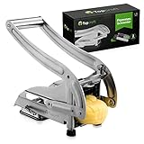 Topcroft ® Pommesschneider Edelstahl I 2 Schneidegrößen für individuelle Pommesdicke I Rutschfester Vakuumfuß I Gemüseschneider für einfachen & gesunden Pommesgenuss I Pommespresse I Frittenschneider