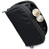 XiRRiX Portemonnaie Damen und Herren klein V2.1 / Kleiner Geldbeutel mit Reißverschluss / kleine Geldbörse für Männer und Frauen Unisex / Mini Portmonee / Stoffgeldbörse / Stoff - schwarz