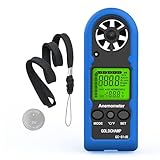 Windmesser Windmessgerät Hand, Mini Digital Windgeschwindigkeitsmesser, Misst Temperatur, Max/Durchschnittliche/Aktuelle, Windchill-Indikator, LCD-Hintergrundbeleuchtung HVAC und Outdoor-Aktivitäten