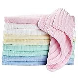 Koo-dib Baby Musselin Waschlappen Tuch Mullwindeln Spucktücher -Handtücher Weiche Neugeborene Gesichtstücher Saugfähig Junge Mädchen Sabberlätzchen 10 Stück 25x25 cm lätzchen