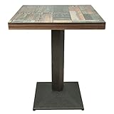 Homewell Esstisch, Quadratisch, Einbeinig, Geeignet für 4 Personen, Küchentisch, Esstisch, Wohnzimmertisch, Stehtisch, 60 x 60 x 75 cm, Braun (Vintage Blumenmuster)