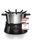 CASO Induktions-FonDue - für 8 Personen, 60 bis 240°C, Timer bis 180 Minuten, Käsefondue, Öl-Fondue, Brühe-Fondue, mit Spritzschutz, gleichmäßige Erwärmung, 1000 Watt, schwarz
